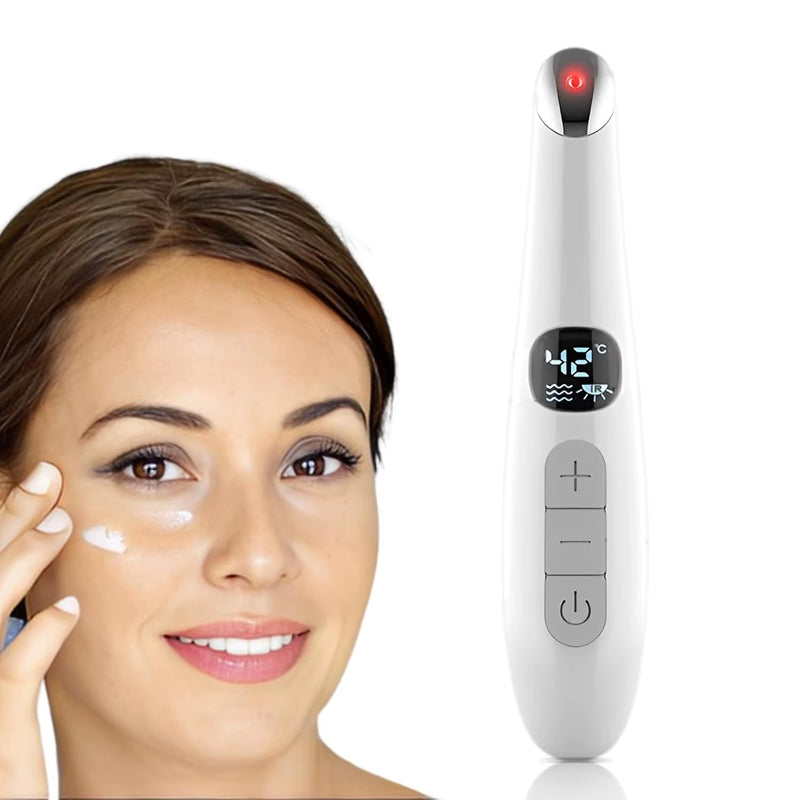 3 in 1 Eye Lift Beauty Device Vibrating Red Light 98°F to 113°F LCD Display Eye Massager Wand for Dry Eye Dark Circle Puffiness second
